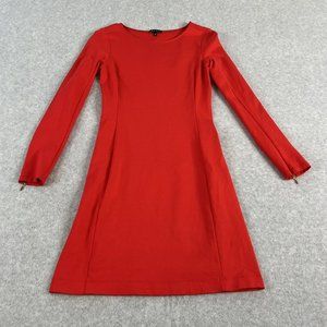Theory Dress Womens Size Small Red Long Sleeve Bodycon Mini Zipper Detail